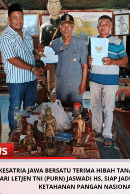 KESATRIA JAWA BERSATU TERIMA HIBAH TANAH 9.000 METER DARI LETJEN TNI (PURN) JASWADI HS, SIAP JADI PERCONTOHAN KETAHANAN PANGAN NASIONAL