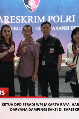 Ketua DPD Feradi WPI Jakarta Raya, Harriani Bianca Daryana dampingi Saksi di Bareskrim Polri