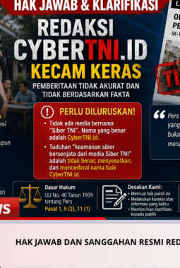 HAK JAWAB DAN SANGGAHAN RESMI REDAKSI CYBERTNI.ID